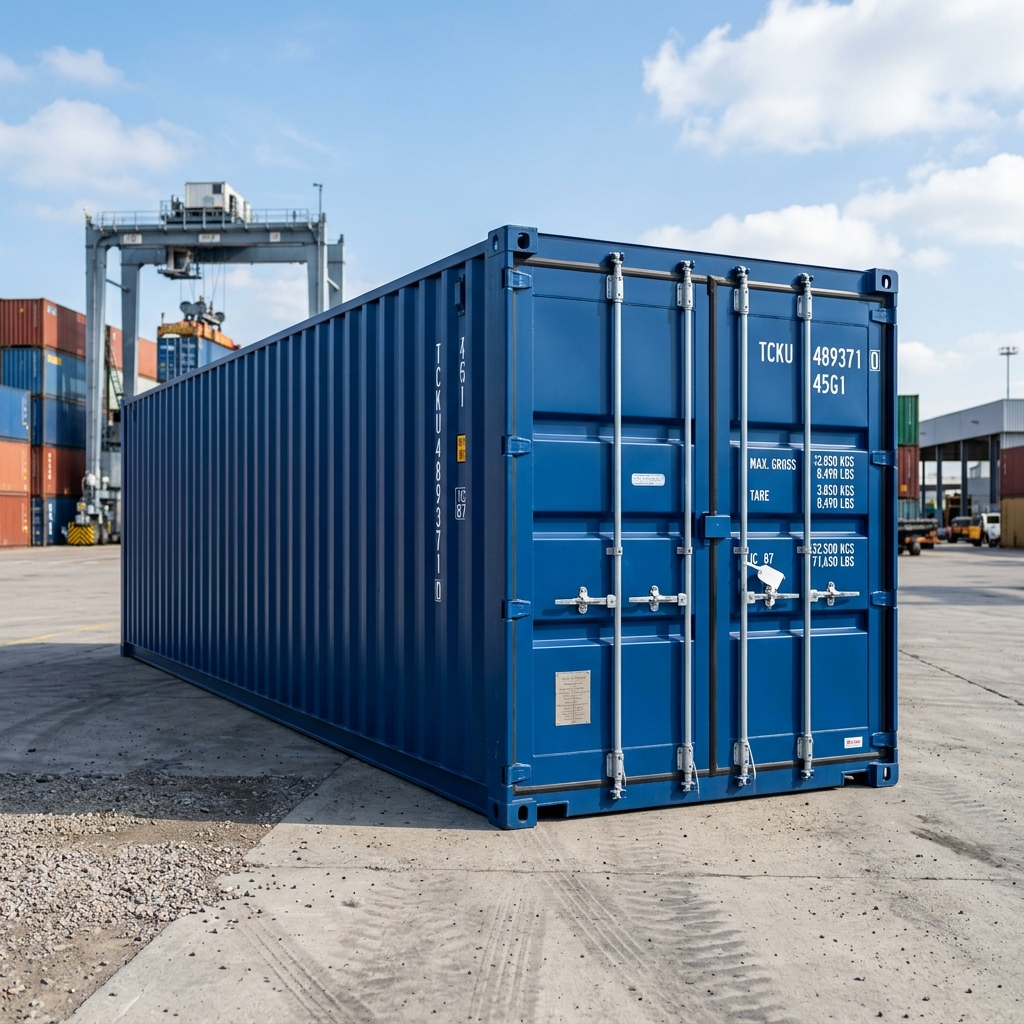 Modified 40ft shipping container with custom doors and fit-out